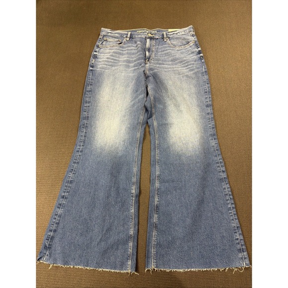 American Eagle Outfitters Denim - New American Eagle Dreamy Low-Rise Baggy Flare Simply Dark Raw Hem Jean 18 34W